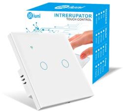 iUni Intrerupator smart touch, WiFi, Sticla securizata, iUni 2G, 2 Canale, 10A, Control vocal, Smart Life / Tuya, LED (553813)