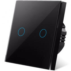 iUni Intrerupator touch iUni 2F, Sticla Securizata, LED, Black (550225)