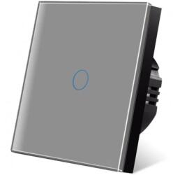 iUni Intrerupator touch cap scara, cap cruce iUni 1F, 1 Canal, Sticla securizata, LED, Argintiu (556227)