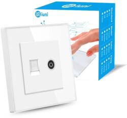 iUni Priza TV + Internet RJ45, Cat6, Rama sticla securizata, iUni TDS (554025)