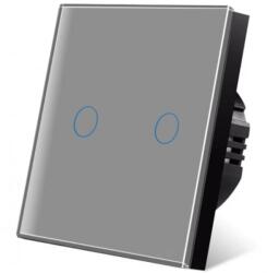 iUni Intrerupator touch iUni 2F, Sticla Securizata, LED, Silver (550249)