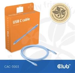 Club 3D CAC-3003 (USB-C, PD 240W, 20Gbps, 4K60Hz, kék, M/M, 2m) (PERCLUCAC-3003)