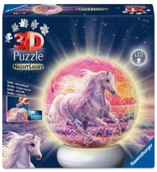  Puzzle 3D - Lovak a tengerparton éjjeli fény (32342)
