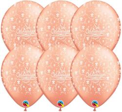  11 inch-es Sok Boldogságot Rosegold Lufi Esküvőre 1 db (q26156)