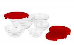  Set 5 Boluri VANORA HOME Sticlă cu Capac Roșu (VN- GB1401R)