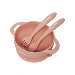 U-GROW Set Hrănire Bebeluși U-GROW Silicon Roz 350ml (UG-SET11PK) Set pentru masa bebelusi