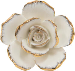 Clayre & Eef Buton mobilier ceramica alba aurie Floare 5x4x5 cm (65075Xdeco)