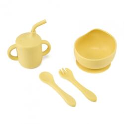 U-GROW Set 4 piese diversificare din silicon: Cana cu pai, bol (UG-422YE) Set pentru masa bebelusi
