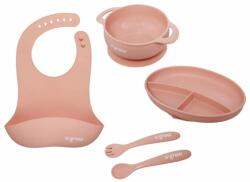 U-GROW Set diversificare 5 piese silicon : baveta, bol, farfurie, lingurita (UG-SET2PK) Set pentru masa bebelusi