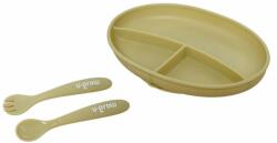 U-GROW Set farfurie cu lingurita si furculita silicon, olive, U-Grow (UG-SET9OV) - generaltech Set pentru masa bebelusi