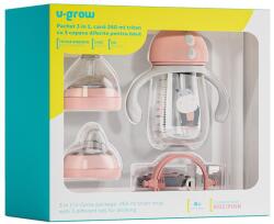 U-GROW Pachet 3 in 1 cana 260 ml tritan cu 3 (UG-3IN1-PK) Set pentru masa bebelusi