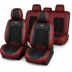 Carguard Huse auto premium 5 locuri Carguard Deluxe, rosu-negru, piele ecologica (HSA020)