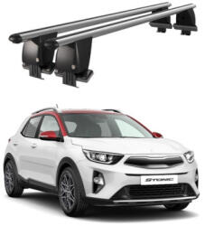  Bare transversale aluminiu pentru Kia Stonic 2017+ plafon neted, argintiu/negru (180126-1)