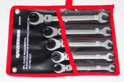 Quatros csuklós racsnis fékcsőkulcs készlet, 72 fog, 5 részes (10mm, 11mm, 13mm, 14mm, 17 mm) QS50200 (QS50200)