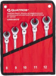 Quatros csuklós-racsnis fékcsőkulcs készlet, 8-12 mm, 5 részes (8, 9, 10, 11, 12 mm) QS50203 (QS50203)