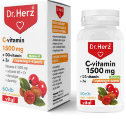 Dr. Herz Vital Capsule Vitamina C 1500 mg + D3 + Zinc cu macese si acerola Dr Herz 60 buc (XTE201964)