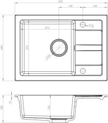  Fekete mosogató flexibilis csapteleppel - MAIDSINKS BALI mosogató (62x44) 1B1D fekete + Flessi Black Edition csaptelep