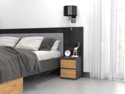 Topeshop M2 ANTHRACITE/ARTISAN éjjeliszekrény 2 fiókkal/fiókokkal Antracit, Tölgy, Fa