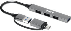 Port Connect Hub USB PORT CONNECT Hub USB 4 Ports Slim Combo, USB 3.0, USB 2.0, Aluminiu (900160)