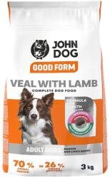JOHN DOG Good Form Közepes és nagytestű borjú- és bárányhúsos száraz kutyatáp - 3 kg