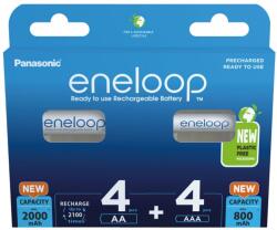 Panasonic újratölthető akkumulátorok 4x AA 2000 mAh + 4x AAA 800 mAh 8 db (BK-3MCDE+4MCDE/8CP)