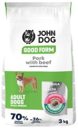 JOHN DOG Good Form Kistestűeknek - sertés- és marhahúsos száraz kutyatáp - 3kg