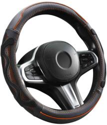 Autolife Genuine Leather Valódi bõr kormányvédõ 38cm, fekete-narancs DW-5002OR (00924)