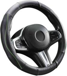 Autolife DW-5056G Valódi bõr kormányvédõ, szellõzõ lyukacsos, zöld betétes mintával, 36-38cm (01938)
