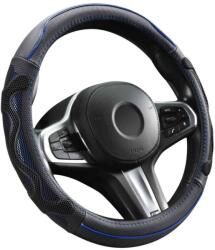 Autolife Genuine Leather Valódi bõr kormányvédõ 38cm, fekete-kék DW-5002BL (00917)