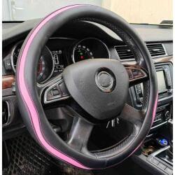 Autolife Műbõr kormányvédõ 38cm fekete-pink 203-8P (203-8P) - aruhaz