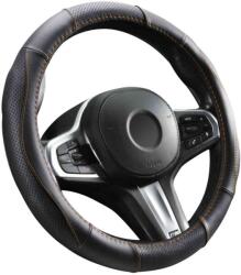 Autolife DW-5055OR Valódi bõr kormányvédõ, szellõzõ lyukacsos, narancs varrásos mintával, 36-38cm (00986)