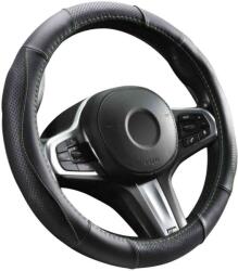 Autolife DW-5055G Valódi bõr kormányvédõ, szellõzõ lyukacsos, zöld varrásos mintával, 36-38cm (00993)