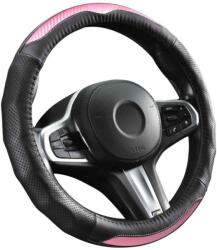 Autolife Carbon Design, valódi bõr kormányvédõ, 38 cm, fekete-pink, DW-5408P (5408P)