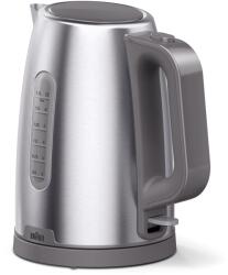 Braun PurShine WK1500GY vízforraló, 2200 W, 1, 7 l űrtartalom, rozsdamentes acél, EasyClean, kivehető vízkőszűrő, Ezüst/Szürke (WK1500GY)