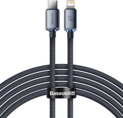Baseus Crystal Shine Braided CAJY000301 adat- és töltőkábel, USB Type-C - Lightning típus, 2 m, 20 W, fekete