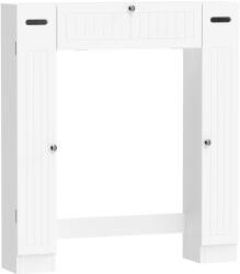 HomCom Dulap deasupra toaletei cu 2 dulapuri sertar basculant suport pentru hârtie și rafturi reglabile 88x18x98 cm Alb | Aosom Romania (834-954V00WT)