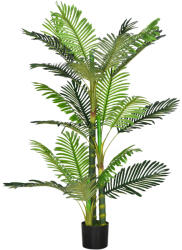 HOMCOM Plantă Artificială, palmier artificial, inclusiv ghiveci; 19, 5 cm x 19, 5 cm x 150 cm, Verde + Negru | Aosom Romania (830-697V00GN)