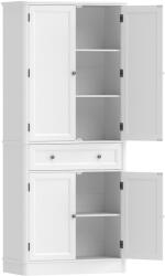 HOMCOM Dulap de bucătărie cu 4 uși, sertar și rafturi reglabile pentru bucătărie, 80 x 39, 5 x 186, 4 cm Alb | Aosom Romania (83A-517V90WT)