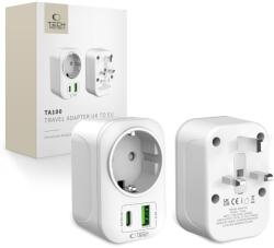 Tech-Protect ta100 travel adapter uk to eu white (5906302368525)
