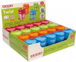 Arda Ascutitoare model twist, 2 orificii metalice, 20 buc/display, Arda TE803SC