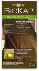 BioKap Nutricolor Delicato Permanent Hair Color 140 ml Vopsea fără de amoniac 7.0 Natural Medium Blond - vivantis