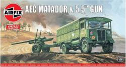 Airfix Model asamblabil Airfix Militar: Camioane - Tractor AEK Matador cu tun de 5, 5 inch (AIR01314V)