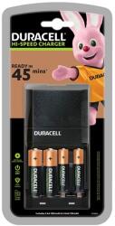 Duracell akkutöltő LED jelzés, 4xAA/AAA elem kompatibilis + 2db 750mAh AAA elem + 2db 1300mAh AA elem, FEKETE CEF27 (CEF27)