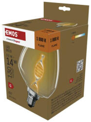 EMOS Z59D01 LED izzó E27 S123 3, 5W 130lm 1800K meleg fehér flame izzószál vintage 2 év garancia (Z59D01)