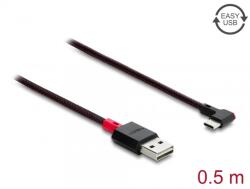 Delock Cablu EASY-USB 2.0-A la USB Type C drept/unghi stanga/dreapta T-T 0.5m Negru, Delock 81545 (81545)