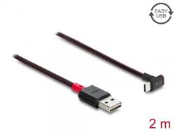 Delock Cablu EASY-USB 2.0-A la USB Type C drept/unghi sus/jos T-T 2m Negru, Delock 81551 (81551)