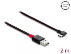 Delock Cablu EASY-USB 2.0-A la USB Type C drept/unghi stanga/dreapta T-T 2m Negru, Delock 81547 (81547)