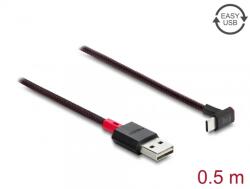 Delock Cablu EASY-USB 2.0-A la USB Type C drept/unghi sus/jos T-T 0.5m Negru, Delock 81549 (81549)
