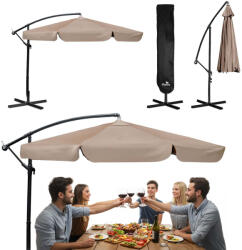 Plonos PL-880 Összecsukható kerti napernyő bézs, 6 részes, 350 cm takaróhuzattal (488003)