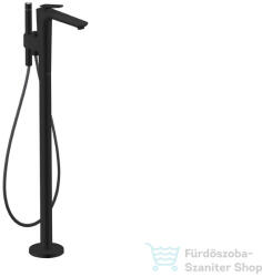 Hansgrohe AXOR CITTERIO C szabadon álló kádtöltő csaptelep zuhanyszettel, négyszög metszéses fogantyúval, alaptest nélkül, matt fekete 49441670 (49441670)